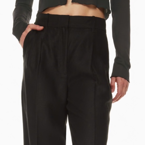 Aritzia Black Wide-Leg Trousers effortless linen - Picture 2 of 10